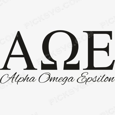 Alpha Omega Epsilon Letter Black