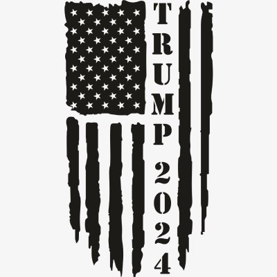 America Flag Trump 2024 Black Svg