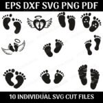 Baby Footprint Bundle SVG — sweet nursery design bundle SVG cut file for Cricut, Silhouette, Brother ScanNCut and DIY crafting