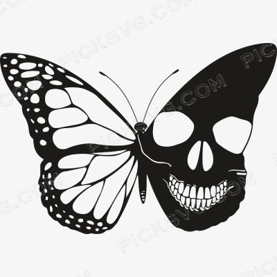Butterfly With Skull Black Svg Butterfly With Skull Black Svg