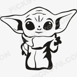 Cute Baby Yoda Black Svg