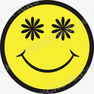 Cute Smiley Face with Flower Eyes SVG