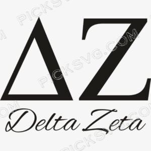 Delta Zeta Greek Letter Black