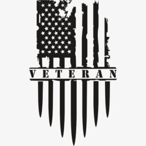 Distressed American Flag Veteran Black Svg