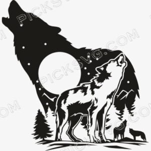 Howling Wolf Night Full Moon