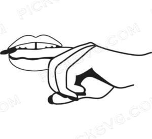 Lady Biting Hand Glossy Lips Black Svg - Miscellaneous SVG