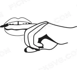 Lady Biting Hand Glossy Lips Black Svg - Miscellaneous SVG