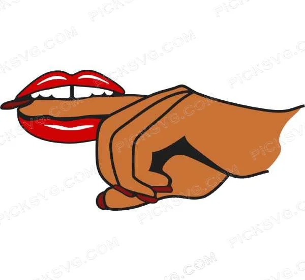 Lady Biting Hand Glossy Lips Svg