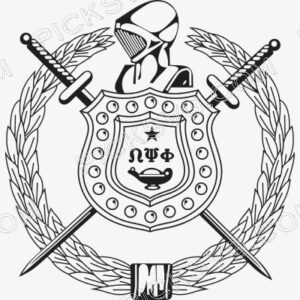Omega Psi Phi Fraternity crest Black