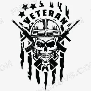 Patriotic Veteran Skull Svg