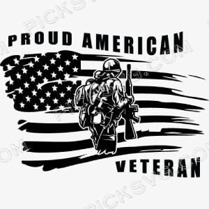 Proud American Veteran Soldier Black Svg
