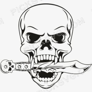 Skull Knife Dagger Pirate Tattoo
