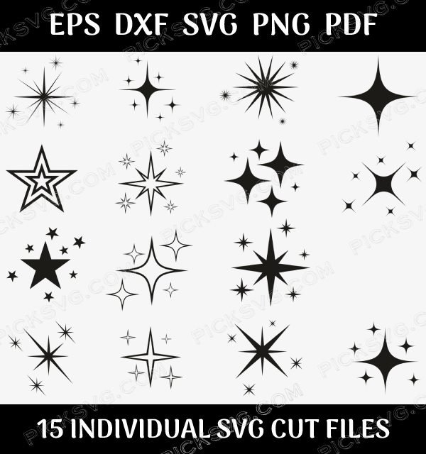 Sparkle Stars Bundle Svg - Download SVG Files for Cricut, Silhouette ...