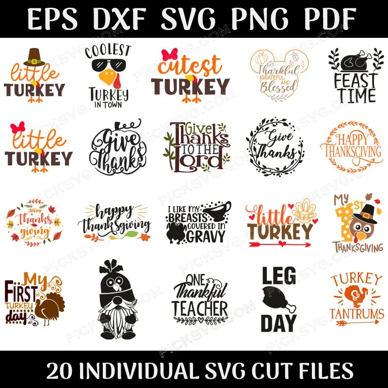 Turkey Thankful Bundle Svg - Design Bundle SVG