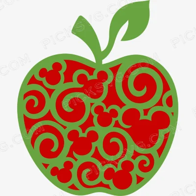 Mickey Mouse Swirly Apple Svg - Cartoon Characters Svg