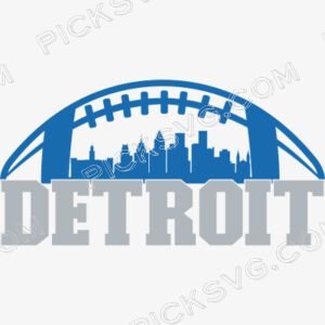 Detroit Football City Skyline Svg