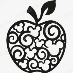Mickey Mouse Swirly Apple Black Svg - Cartoon Characters Svg