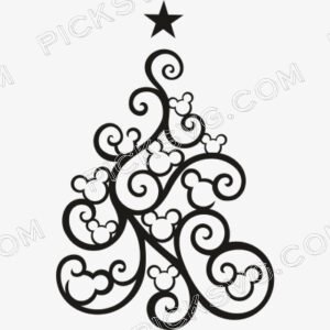 Mickey Swirly Christmas Tree Svg