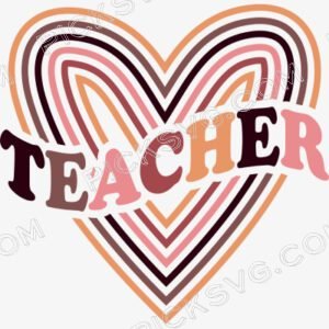 Teacher Heart Line Svg