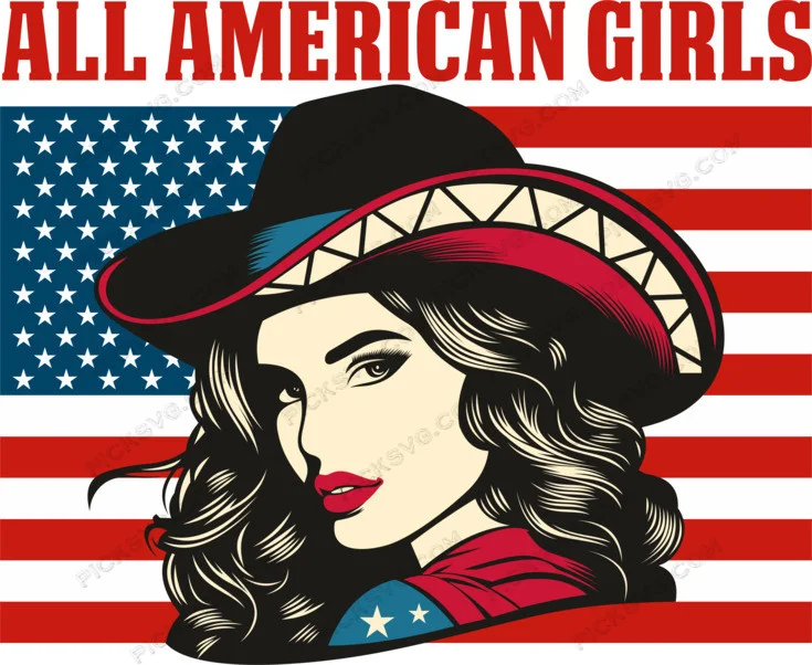 All American Girls with Flag Svg - Miscellaneous SVG