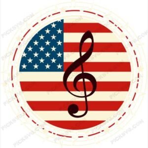 American Flag with Music Symbol SVG
