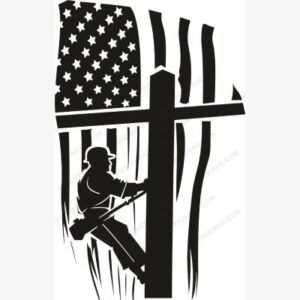 American Lineman Depicted with Flag Draped Black SVG