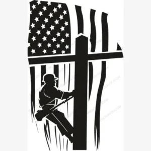 American Lineman Depicted with Flag Draped Black SVG - Fraternity Sorority