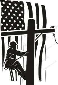 American Lineman Depicted with Flag Draped SVG - Fraternity Sorority
