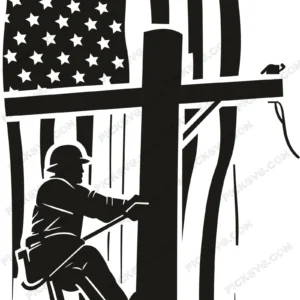 American Lineman Depicted with Flag Draped SVG - Fraternity Sorority