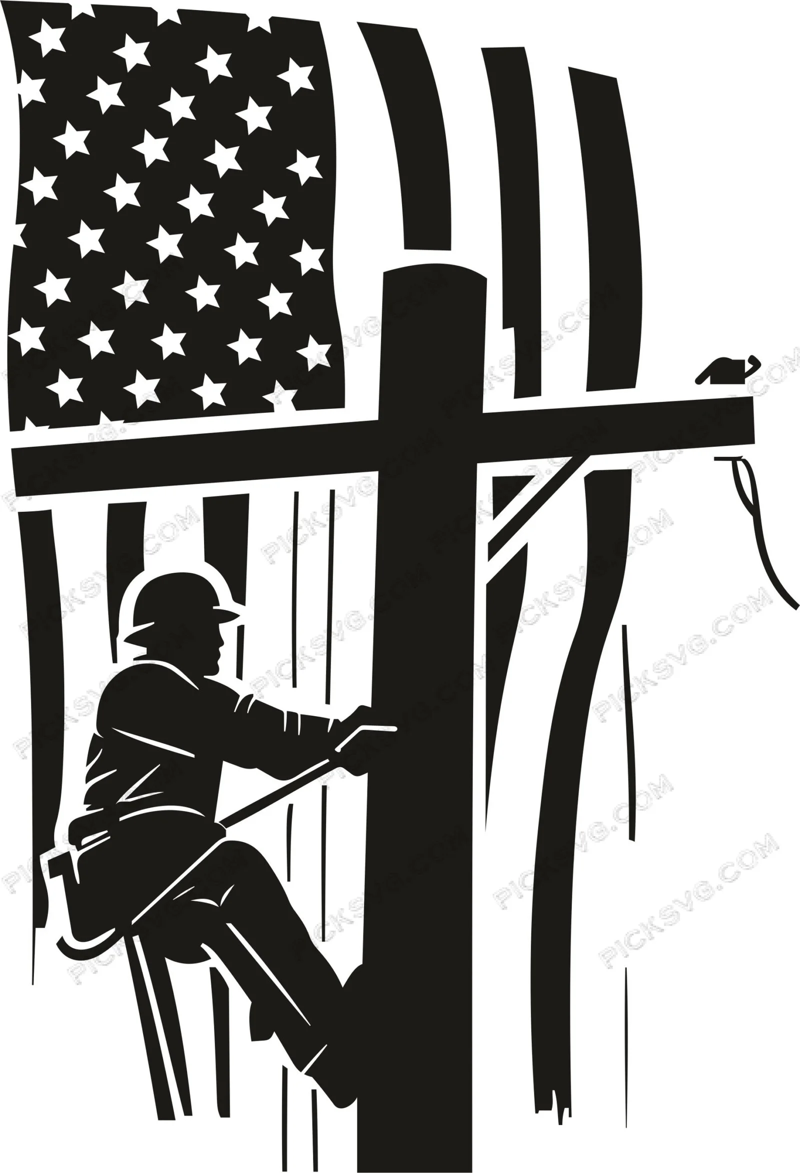 American Lineman Depicted with Flag Draped SVG - Fraternity Sorority