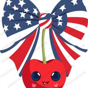 Cherry Coquette Bow American SVG, PDF, PNG, EPS, DXF