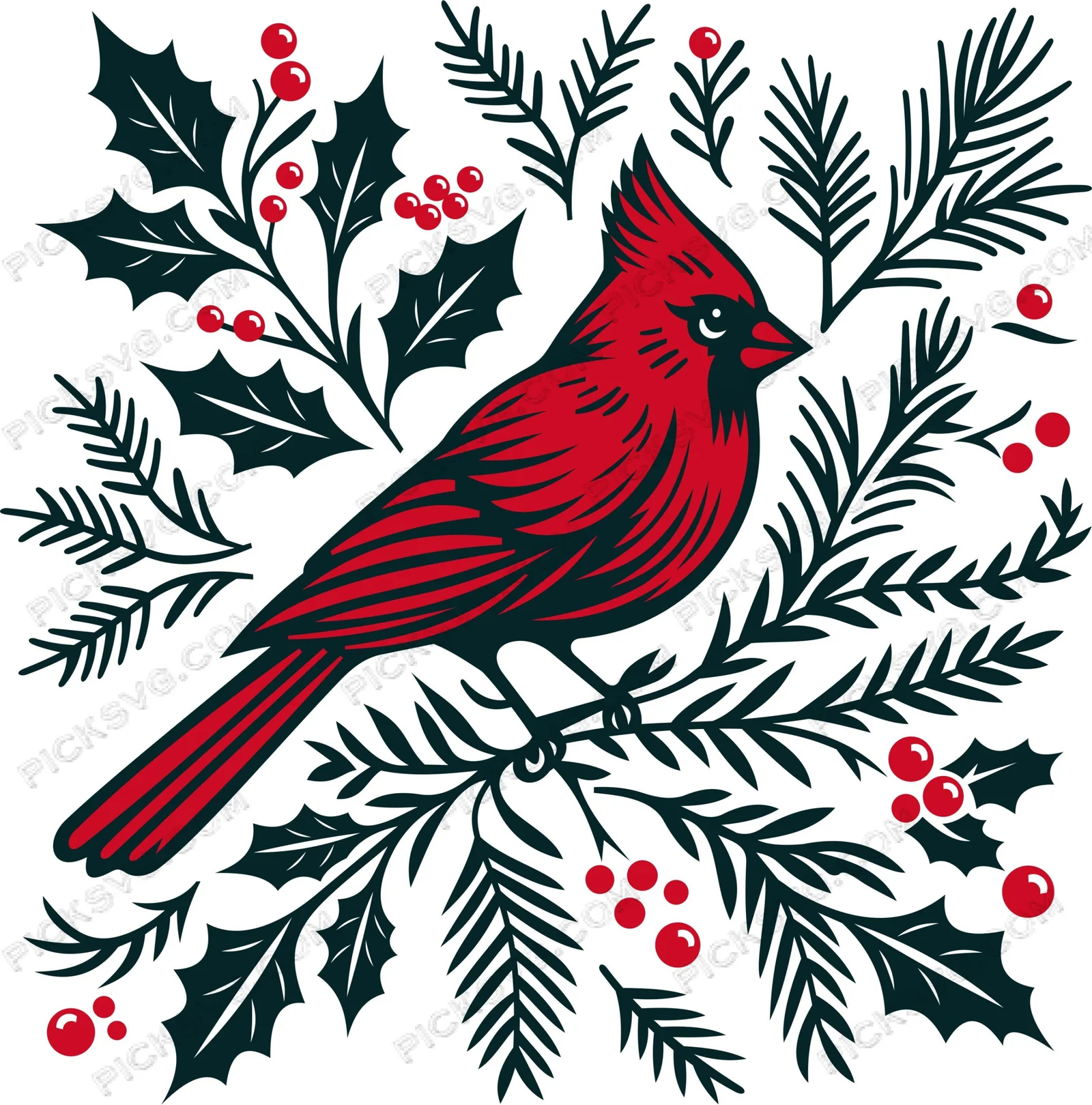 Christmas Cardinal SVG - Sports Logos