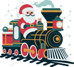 Christmas Train SVG, DXF, EPS, PNG, Clipart, Silhouette and Cut files