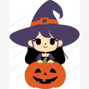 Cute Witch Halloween Girl SVG - Cartoon Characters Svg