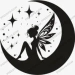 Fairy Moon Girl SVG - Cartoon Characters Svg