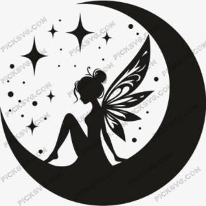 picksvg Fairy Moon Girl Svg