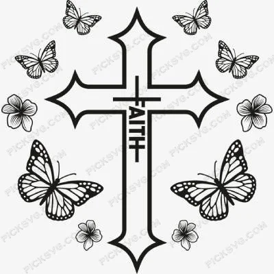 Faith with Cross Butterfly SVG - Holidays and Celebrations