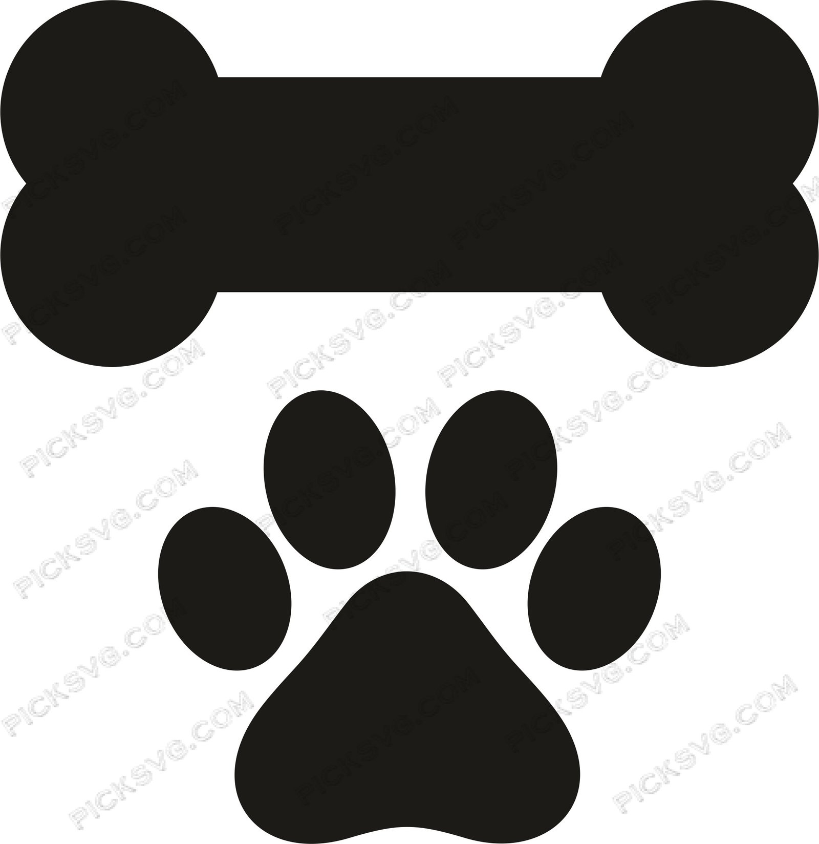 Dog Bone and Paw Print Svg Dog Bone and Paw Print Svg