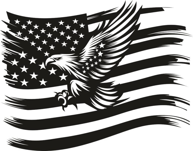 Eagle With American Flag SVG, PDF, PNG, EPS, DXF