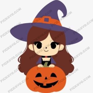 Hand Drawn Cute Witch Svg
