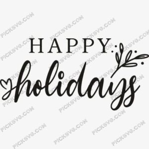 Happy Holidays Heart Flower Svg