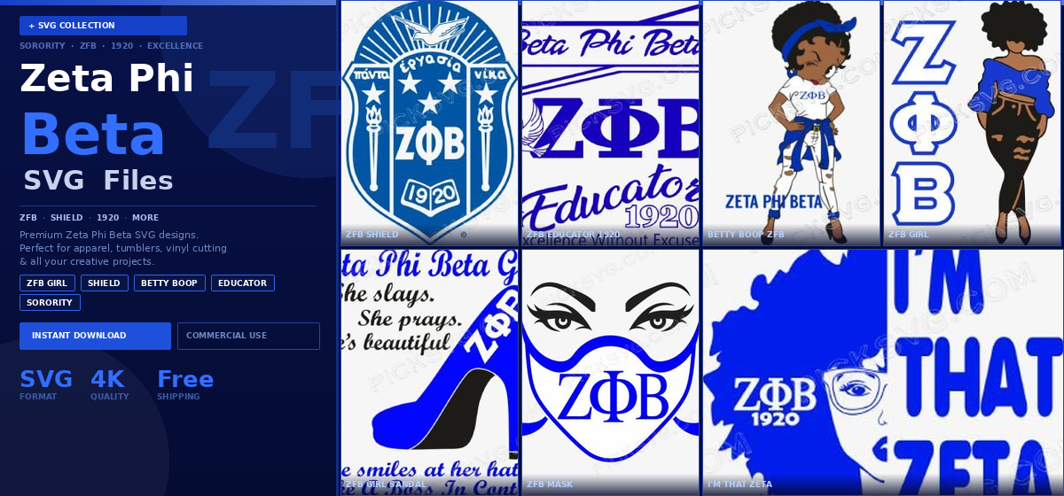 Zeta phi beta Svg